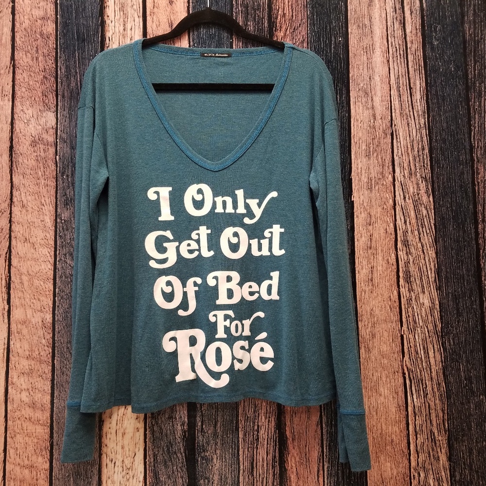 Wildfox Intimates LS V Neck Rosé Tee